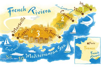 Travel Map of South of France yachting